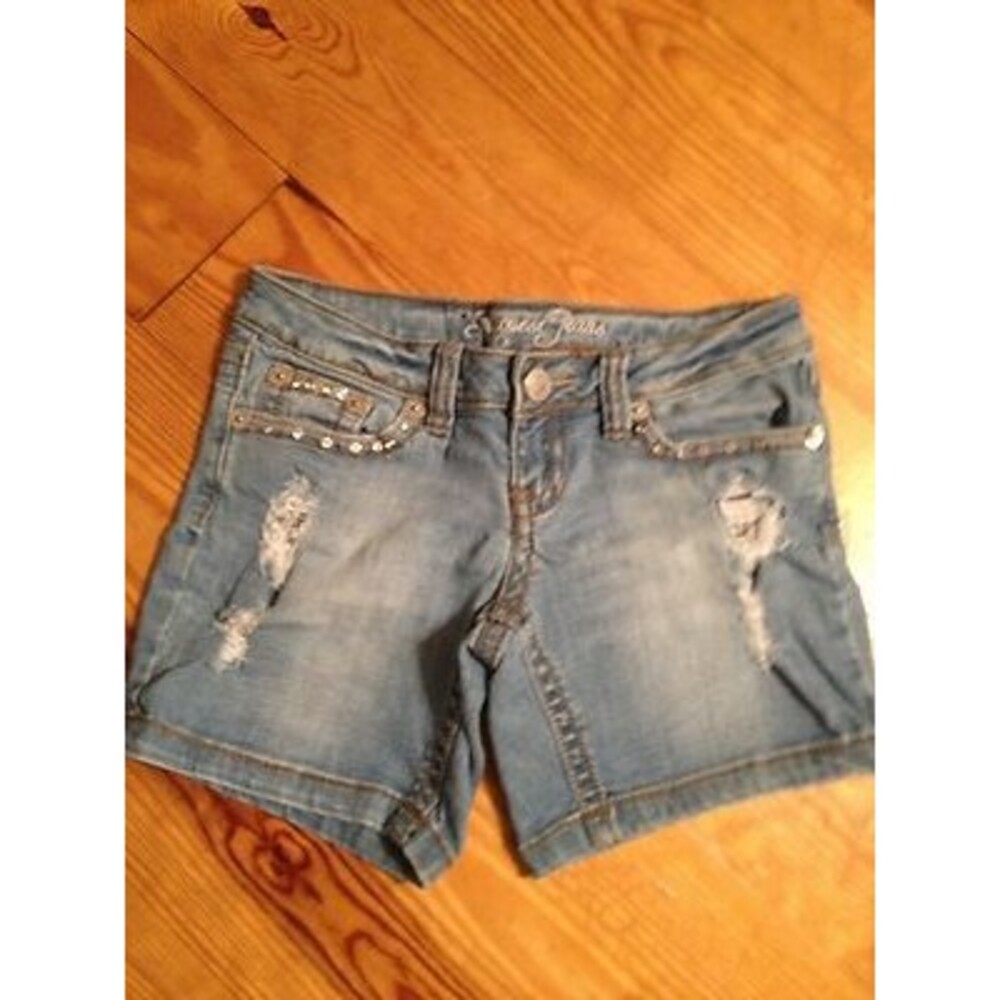 Request Women's Shorts Denim Distressed Destroyed Shorts Size 25